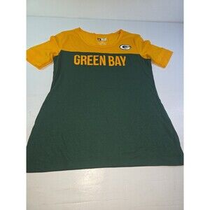 Green Bay Packers Football Women T-Shirt Medium Green Logo Graphic Print Tee Med